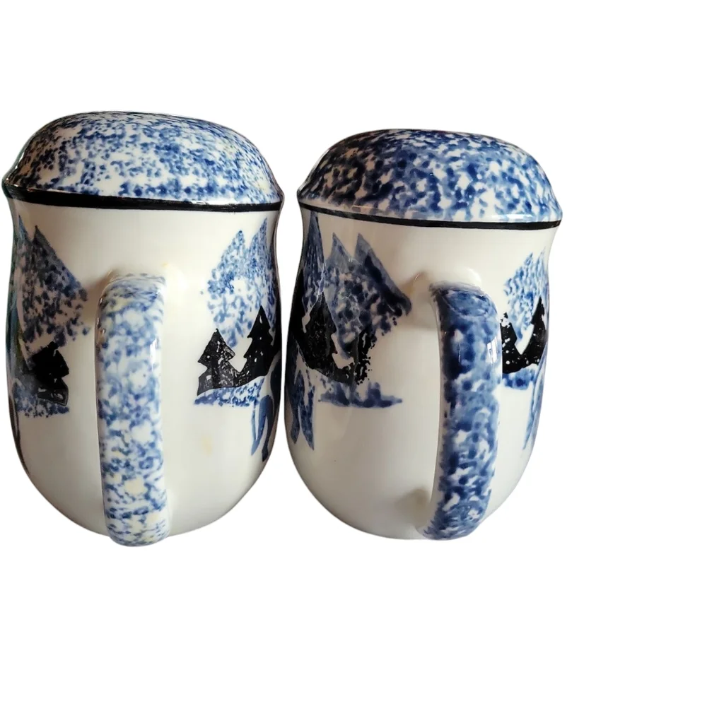 Vtg Folk Craft Wolf Blue Salt & Pepper Shakers by Tienshan. - Picture 8 of 12